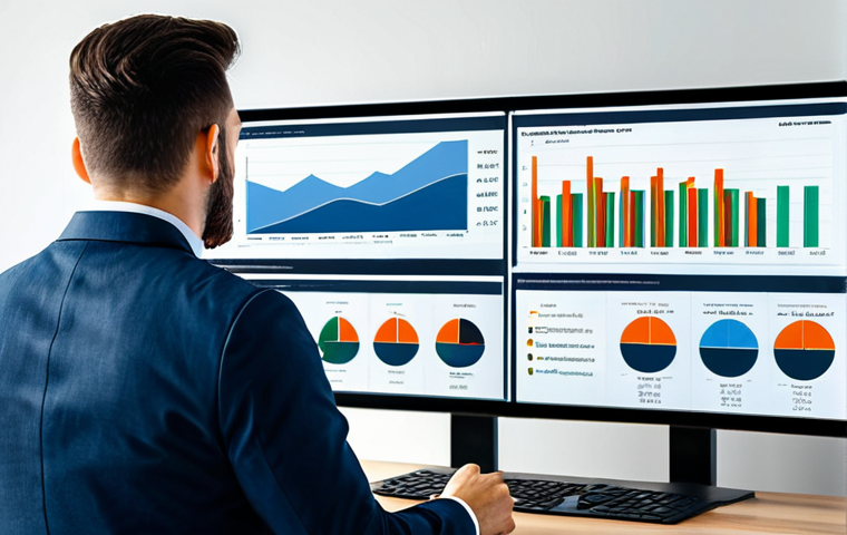 **
A professional marketing analyst in a modern office, reviewing a data dashboard on a large screen, fully clothed in appropriate business attire, showing charts of website traffic, conversion rates, and customer acquisition cost, safe for work, perfect anatomy, natural proportions, high-quality rendering, professional.
**