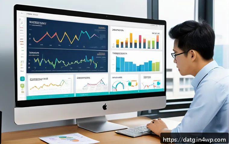 데이터 분석 및 시각화를 위한 무료 도구 - A modern, clean web-based data visualization dashboard displayed on a large widescreen monitor in a ...